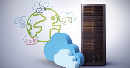 Wall Mural - composite image of digitally generated image of cloud shapes 3d