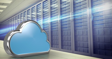 Wall Mural - composite image of blue cloud shape over white background 3d