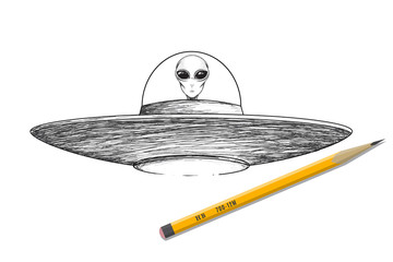 Wall Mural - ufo shaceship with alien vector illustration