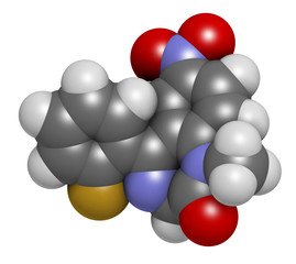 Sticker - Flunitrazepam hypnotic drug molecule, 3D rendering. 