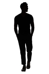 silhouette of man walk