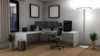 3D illustration of an office setup