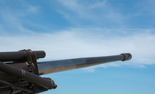 Soft Focused Picture Of Artillery Force Machines Or Army Equipment Big Gun With Nice Blue Sky