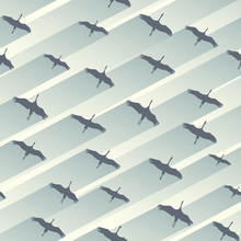 Seamless Abstract Background Flock Of Cranes.