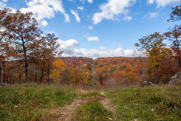 Fall foliage scenery New England mountain hike