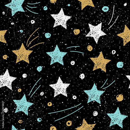 doodle-gwiazda-bezszwowe-tlo-zlota-niebieska-i-biala-gwiazda