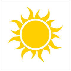 yellow sun icon isolated on white background. modern simple flat sunlight, sign. trendy vector summe
