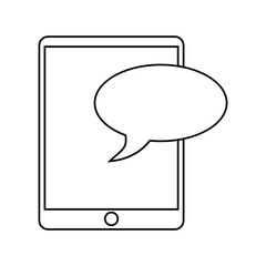 Wall Mural - mobile device chat dialog design thin line vector illustration eps 10