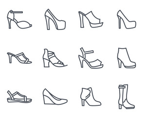 Sticker - Women Shoes Line Icon