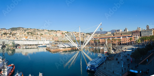 Fotografia Genoa (Genova) panoramic aerial view of "Porto Antico" Old Harb