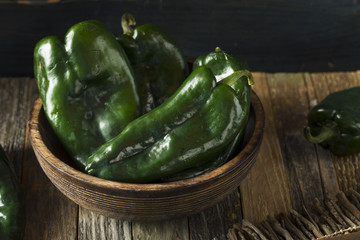 Canvas Print - Raw Green Organic Poblano Peppers