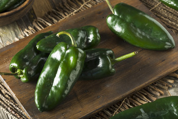 Raw Green Organic Poblano Peppers