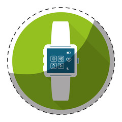 Wall Mural - Green symbol smartwatch with aplications icon image, vector illustration