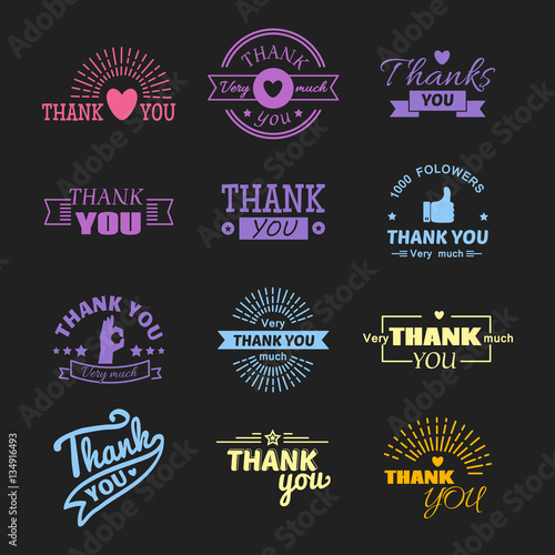 Thank you text lettering vector badge.