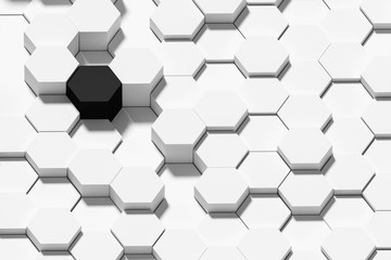 Aufkleber - White geometric hexagonal abstract for design background. 3D rendering