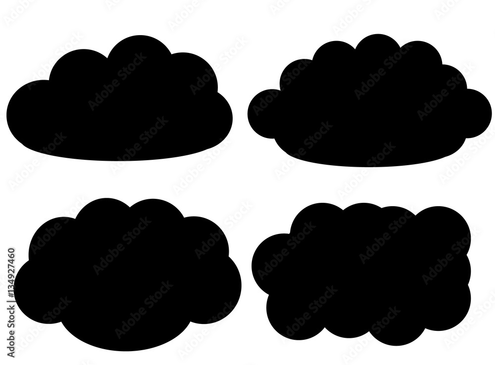 Black cloud vector icons isolated over white background Stock Vector ...