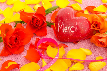 Wall Mural - Merci-Herz im Rosenmeer