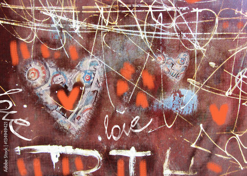 Concept Grunge Heart Hand Drawn Abstract Vintage Valentine