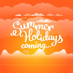 Summer travel vector illustration. Summer holidays coming concep