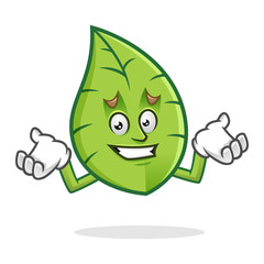 Wall Mural - confused leaf mascot, leaves character, vector leaf cartoon