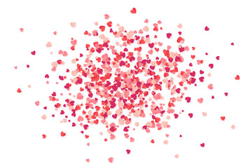 Wall Mural - Red and pink paper heart shape vector confetti isolated on white