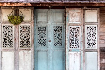 Wooden wall and windows