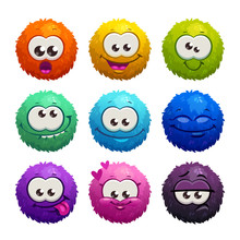 Funny Colorful Cartoon Comic Fury Round Characters
