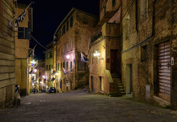 Wall Mural - Medieval narrow cozy street in Siena, Tuscany, Italy