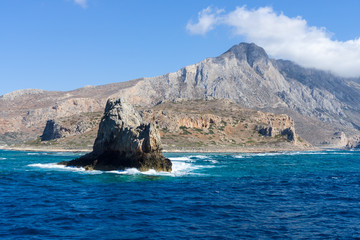 Seascape. View from the sea on the west coast of Crete. Greece.