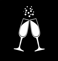 Sticker - vector champagne glasses silhouettes