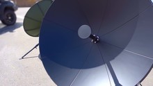 Mobile Portable Satellite Dish On A Tripod To Deploy It Quickly And In Any Place. Shot In Motion