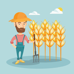 Wall Mural - Farmer with pitchfork vector illustration.