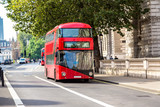 Fototapeta  - Modern red double decker bus, London