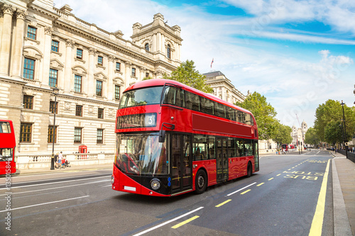 Fotografía Modern red double decker bus, London