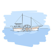 Paddle Steamer, Steamship Or Riverboat.