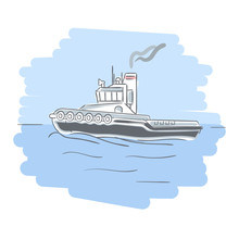 Towboat Sea Illustration