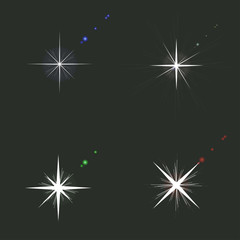 Wall Mural - Set of sparkle lights. Glowing light effect in different colors for decoration. Vector illustration