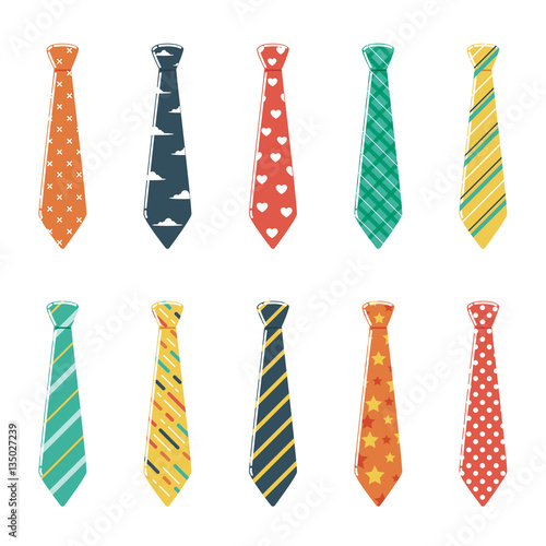 Stampa su Tela  Set of Neckties with Different Colors and Patterns