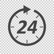 Time icon. Flat vector illustration 24 hours on isolated background.