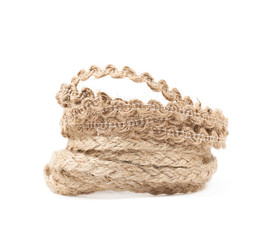 Wall Mural - Pile of a linen rope string isolated