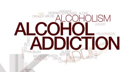 Wall Mural - Alcohol addiction animated word cloud, text design animation. Kinetic typography.