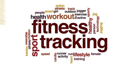 Wall Mural - Fitness tracking animated word cloud, text design animation.