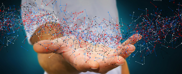 Aufkleber - Man holding DNA structure in his hand