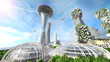 © unlimit3d - concept future city skyline. Futuristic business vision concept. 3d illustration