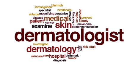 Canvas Print - Dermatologist animated word cloud, text design animation.