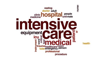 Sticker - Intensive care animated word cloud, text design animation.