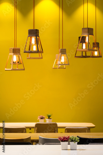 Wooden lamps and light bulbs