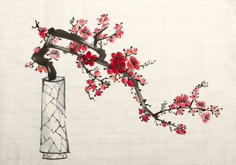 Wall Mural - branch of blossoming plum