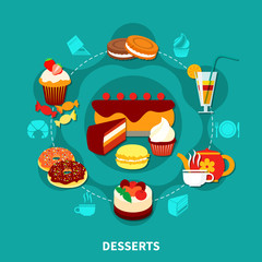 Sticker - Restaurant Desserts Round Composition