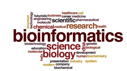 Wall Mural - Bioinformatics animated word cloud, text design animation.